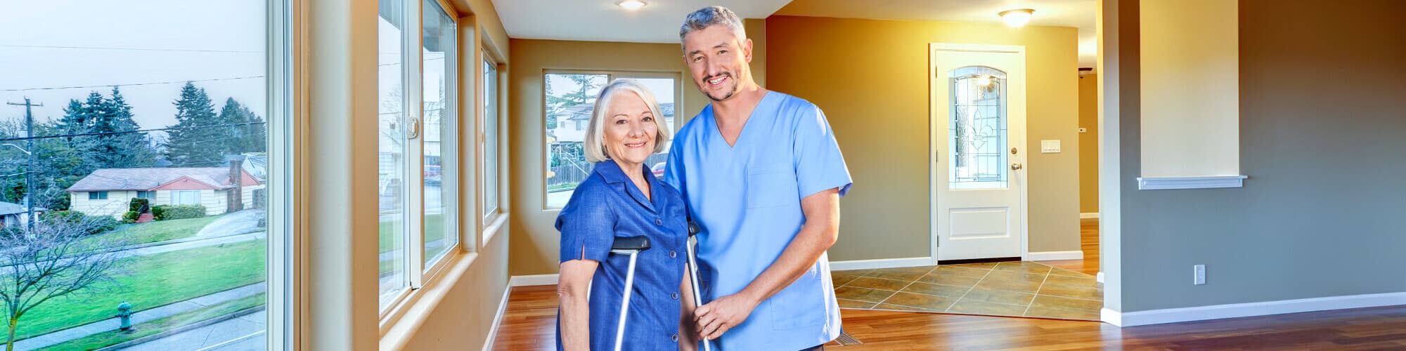 adult woman with a caregiver